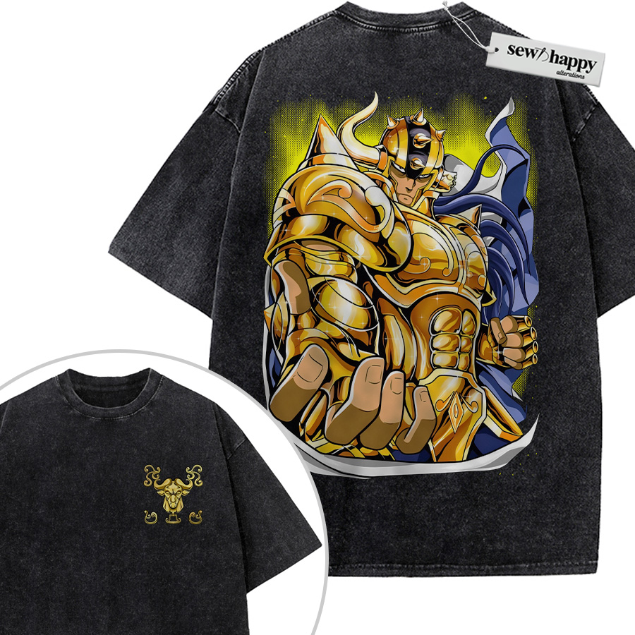 Wash Tee Taurus Aldebaran Shirt, Saint Seiya Shirt, Anime Shirt, Vintage T-Shirt 2-Sided