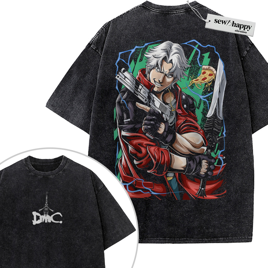 Wash Tee Dante Shirt, Devil May Cry Shirt, Game Shirt, Vintage T-Shirt 2-Sided