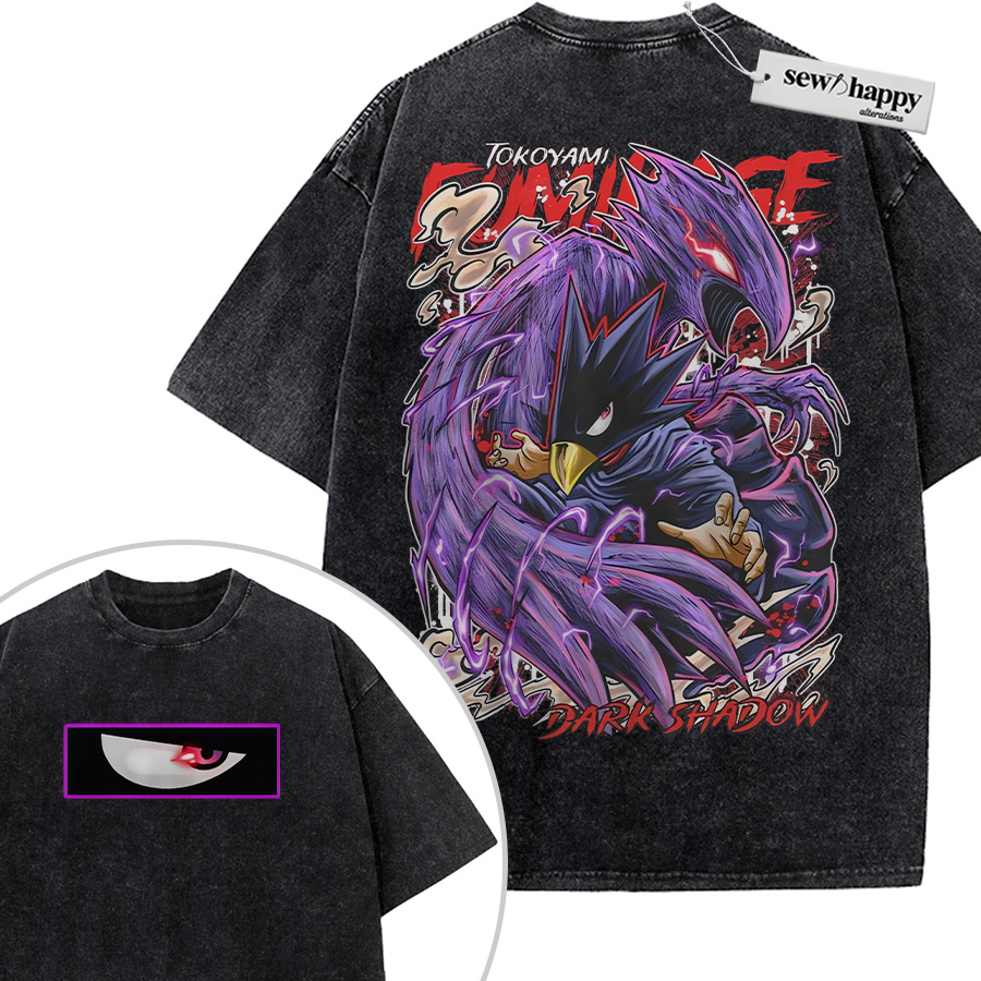 Wash Tee Fumikage Tokoyami Shirt, Tsukuyomi Shirt, MHA Shirt, Anime Shirt, Vintage T-Shirt 2-Sided