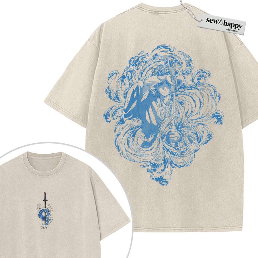 Wash Tee Tanjiro Kamado Shirt, Demon Slayer Shirt, Anime Shirt, Vintage T-Shirt 2-Sided