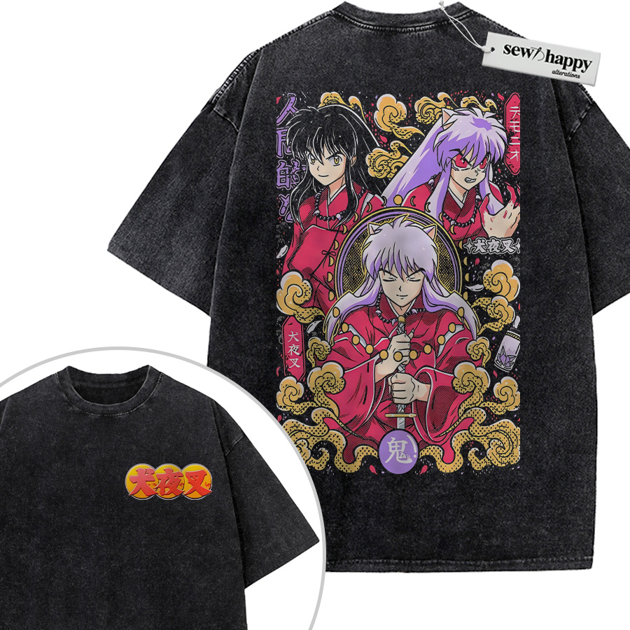 Wash Tee Inuyasha Shirt, Anime Shirt, Vintage T-Shirt 2-Sided