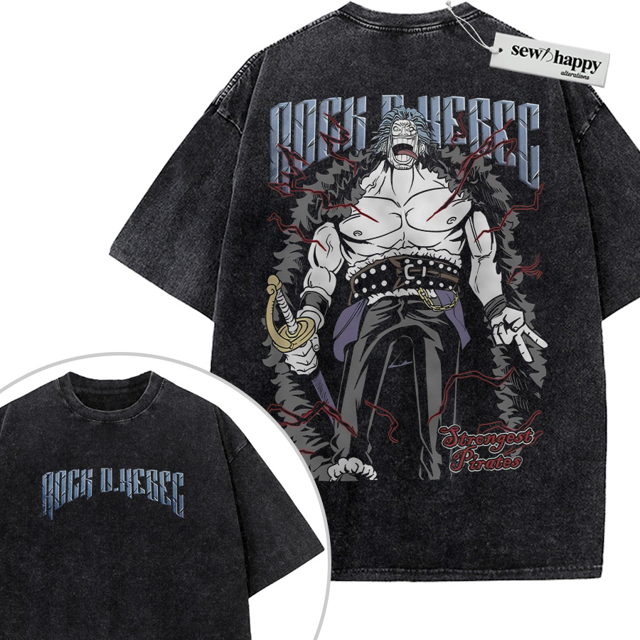 Wash Tee Rocks D Xebec Shirt, One Piece Shirt, Anime Shirt, Vintage T-Shirt 2-Sided