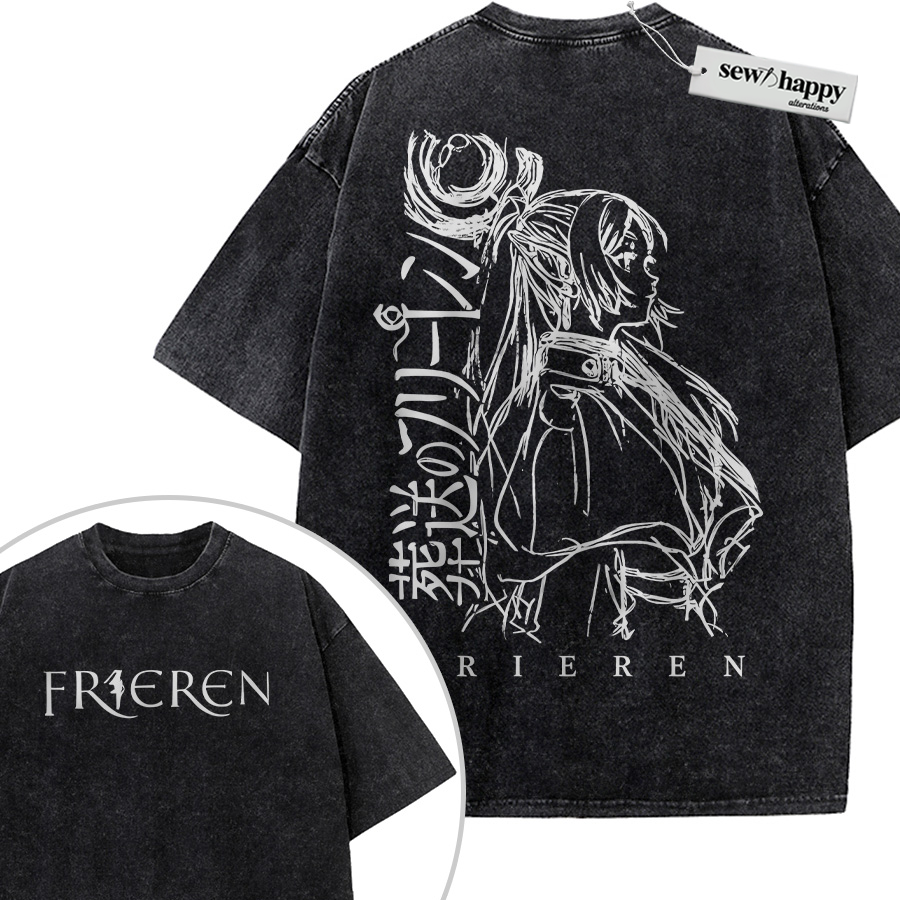 Wash Tee Frieren: Beyond Journey’s End Shirt, Anime Shirt, Vintage Tee 2-Sided