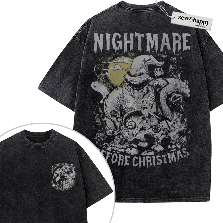 Wash Tee Oogie Boogie Shirt, The Nightmare Before Christmas Shirt, Animated Shirt, Vintage T-Shirt 2-Sided