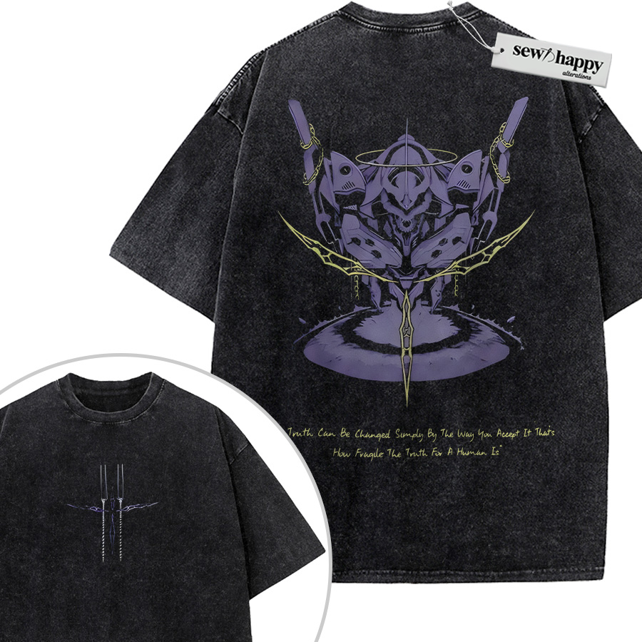 Wash Tee Evangelion Unit-01 Shirt, Neon Genesis Evangelion Shirt, Anime Shirt, Vintage T-Shirt 2-Sided