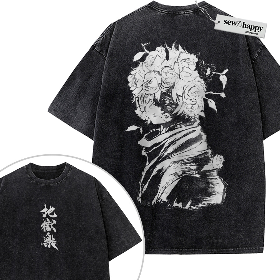 Wash Tee Gabimaru Shirt, Hell’s Paradise Shirt, Anime Shirt, Vintage T-Shirt 2-Sided