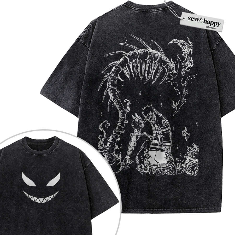 Wash Tee Shinra Kusakabe Shirt, Fire Force Shirt, Anime Shirt, Vintage T-Shirt 2-Sided