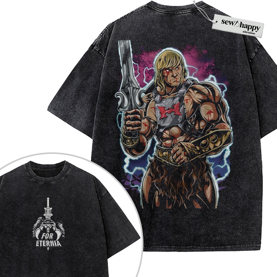 Wash Tee He Man Shirt, Masters of the Universe Shirt, Animated Shirt, Vintage T-Shirt 2-Sided