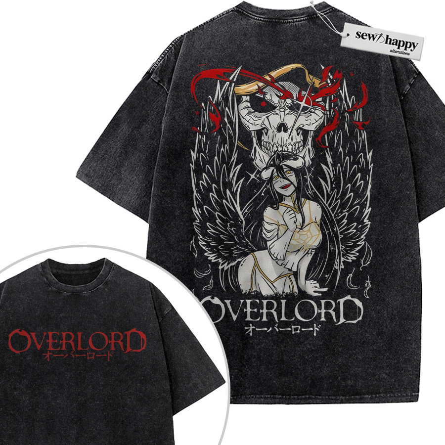 Wash Tee Albedo Shirt, Overlord Shirt, Anime Shirt, Vintage T-Shirt 2-Sided