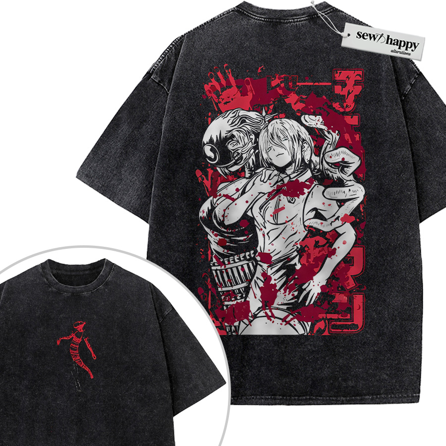 Wash Tee Reze Shirt, Bomb Girl Shirt, Bomb Devil Shirt, Chainsaw Man Shirt, Anime Shirt, Vintage T-Shirt 2-Sided