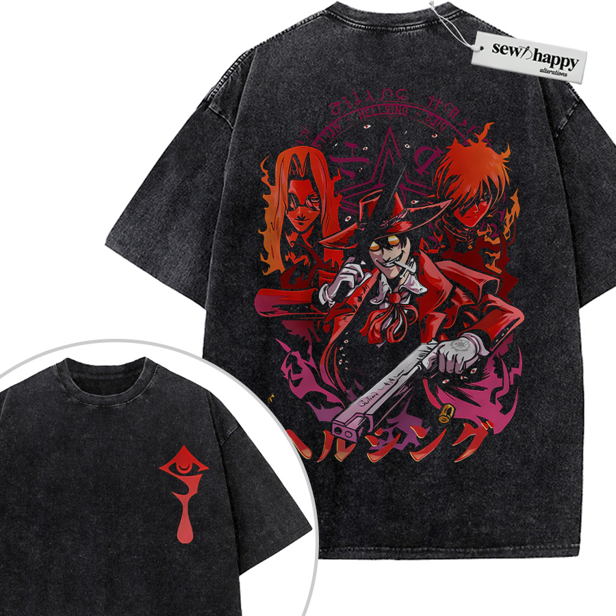 Wash Tee Alucard Shirt, Hellsing Shirt, Anime Shirt, Vintage Tee 2-Sided