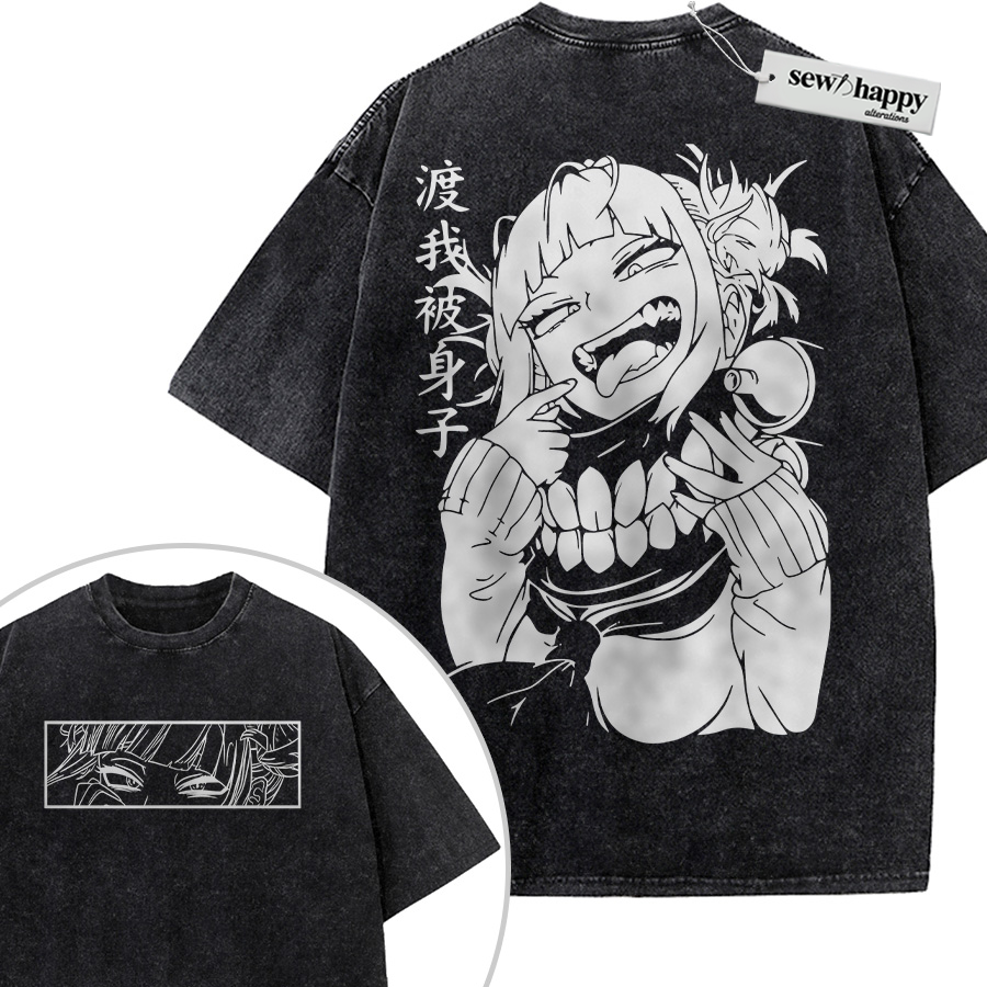 Wash Tee Himiko Toga Shirt, MHA Shirt, Anime Shirt, Vintage Tee 2-Sided