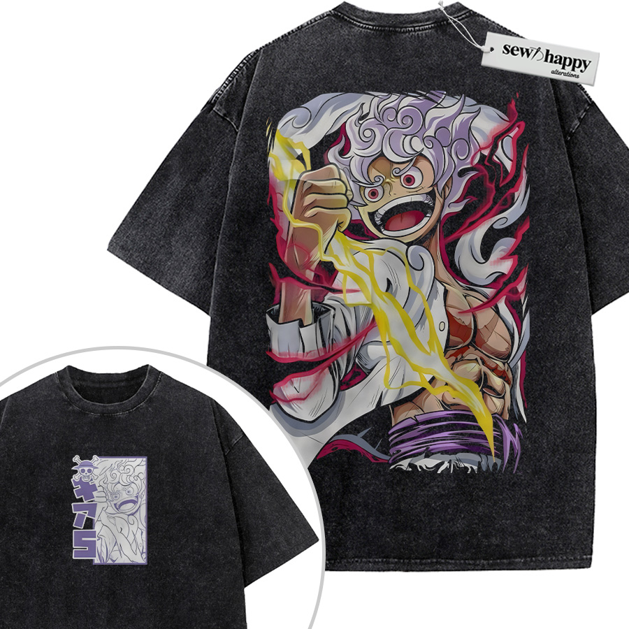 Wash Tee Monkey D Luffy Shirt, One Piece Shirt, Anime Shirt, Vintage Tee 2-Sided