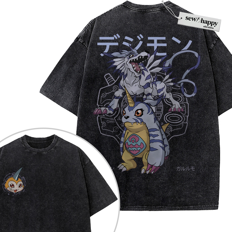 Wash Tee Gabumon Shirt, Garurumon Shirt, Digimon Shirt, Anime Shirt, Vintage T-Shirt 2-Sided