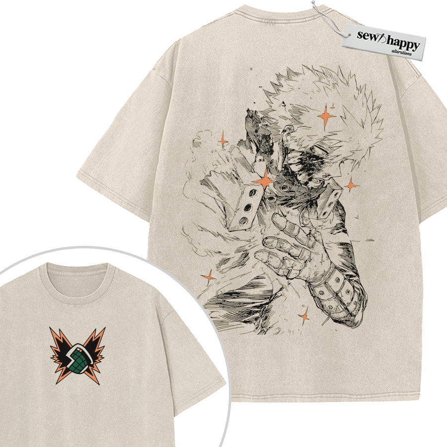 Wash Tee Katsuki Bakugo Shirt, MHA Shirt, Anime Shirt, Vintage T-Shirt 2-Sided