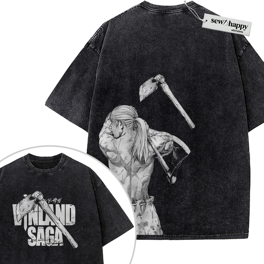 Wash Tee Thorfinn Shirt, Vinland Saga Shirt, Anime Shirt, Vintage T-Shirt 2-Sided