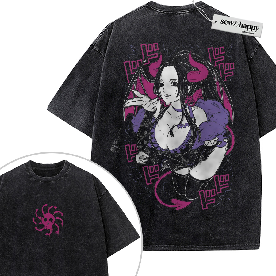 Wash Tee Boa Hancock Shirt, One Piece Shirt, Anime Shirt, Vintage Tee 2-Sided