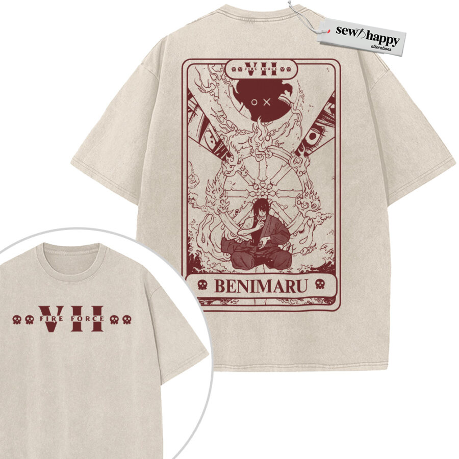 Wash Tee Benimaru Shinmon Shirt, Fire Force Shirt, Anime Shirt, Vintage T-Shirt 2-Sided