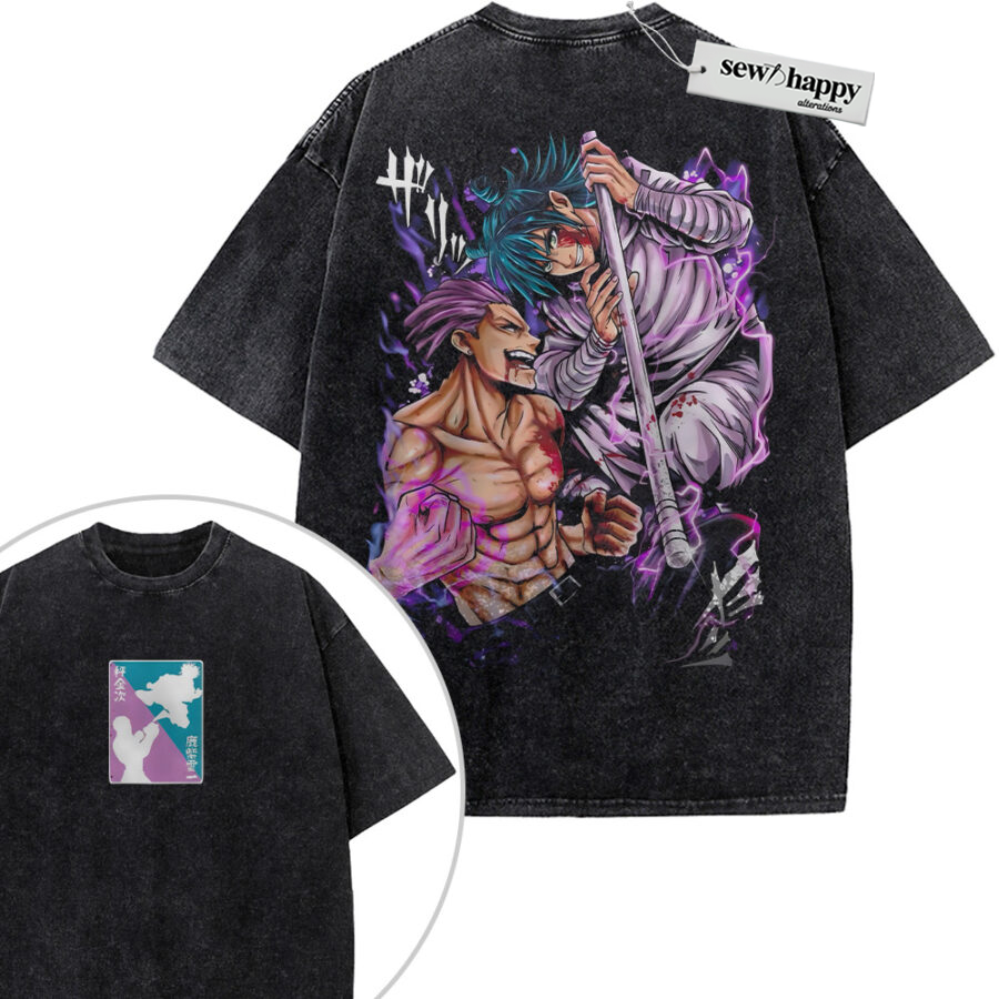 Wash Tee Hajime Kashimo Shirt, Sukuna Shirt, Jujutsu Kaisen Shirt, Anime Shirt, Vintage T-Shirt 2-Sided