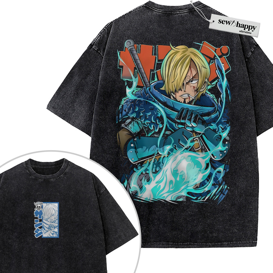 Wash Tee Vinsmoke Sanji Shirt, One Piece Shirt, Anime Shirt, Vintage Tee 2-Sided