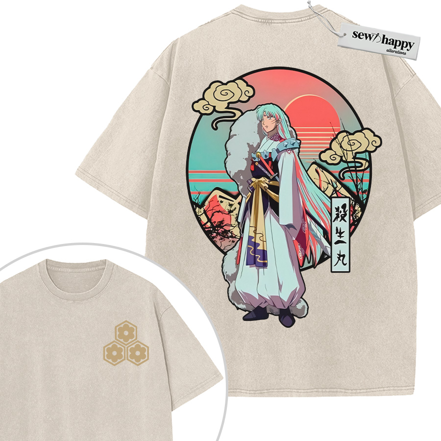 Wash Tee Sesshomaru Shirt, Inuyasha Shirt, Anime Shirt, Vintage T-Shirt 2-Sided