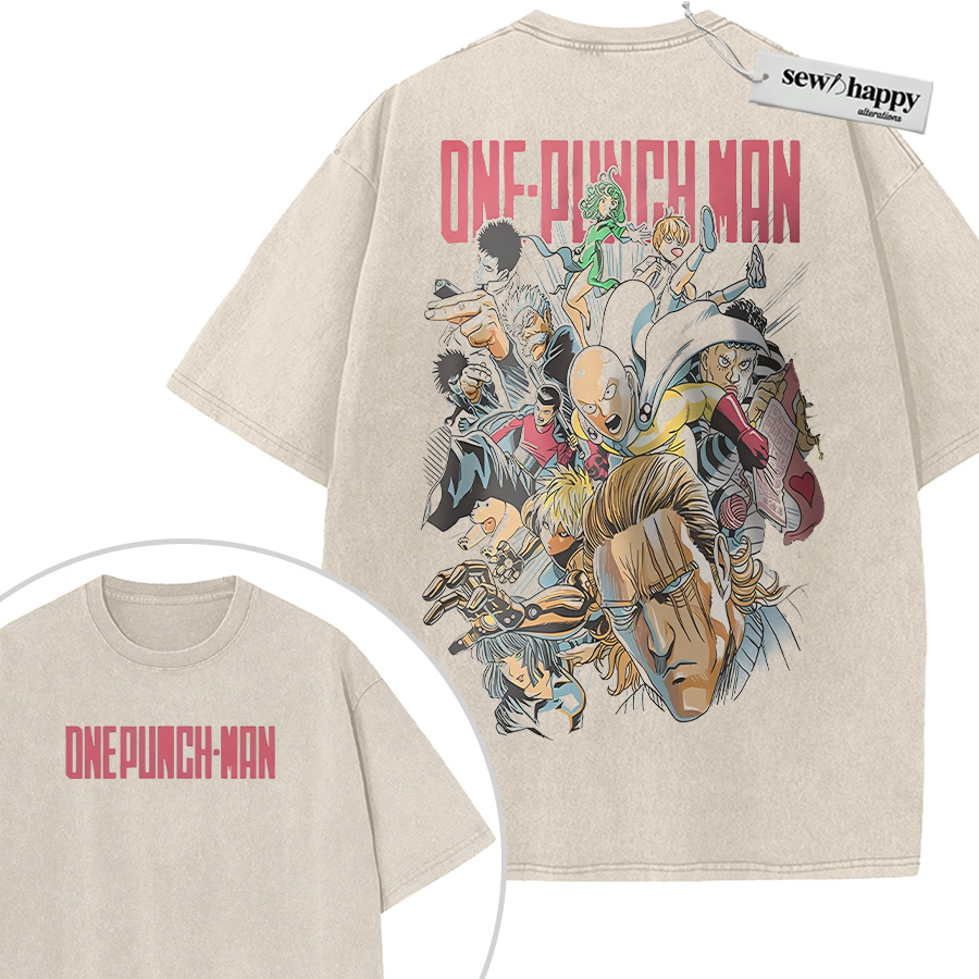 Wash Tee One Punch Man Shirt, Anime Shirt, Vintage T-Shirt 2-Sided