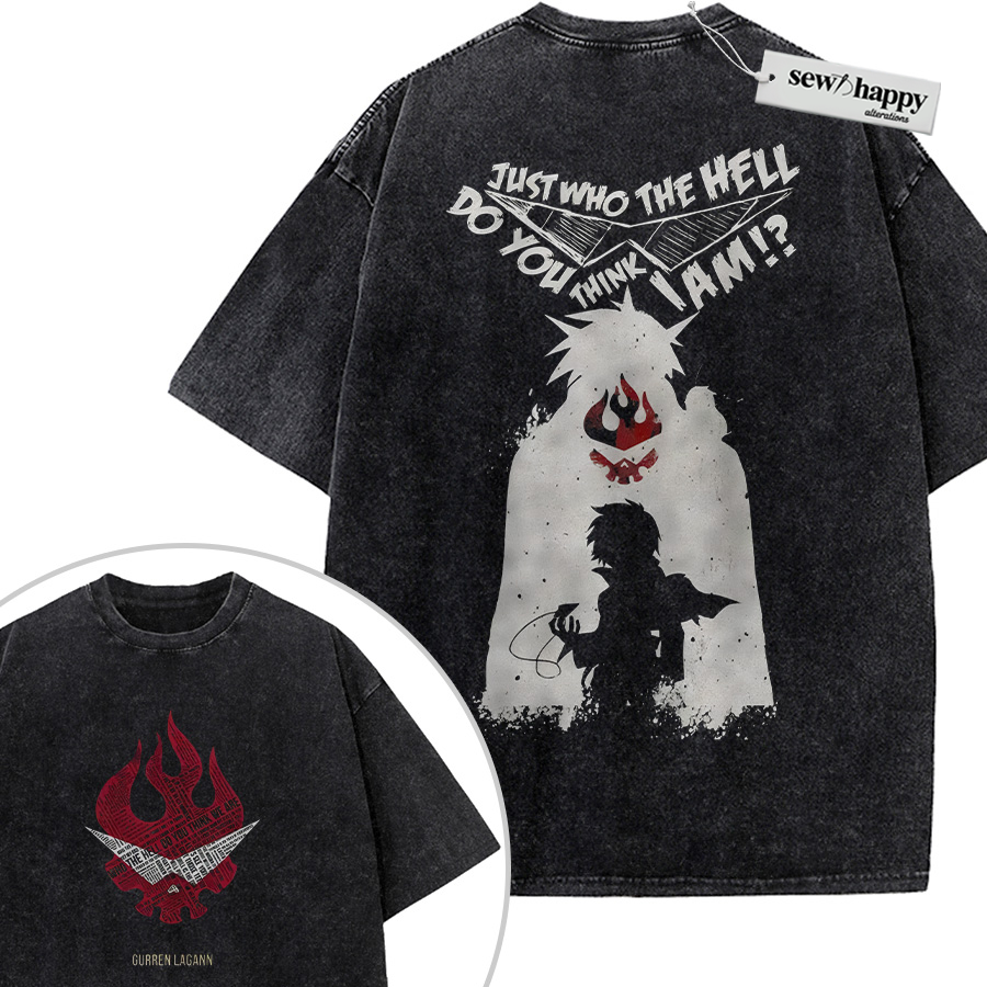 Wash Tee Simon Shirt, Tengen Toppa Gurren Lagann Shirt, Anime Shirt, Vintage Tee 2-Sided
