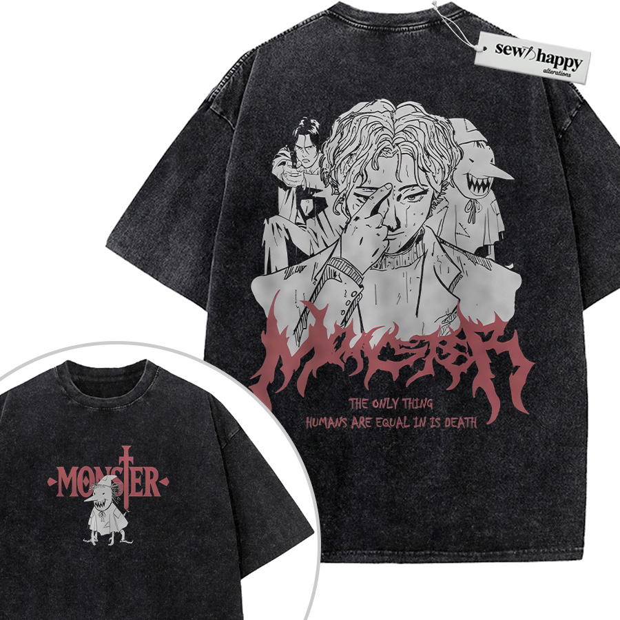 Wash Tee Johan Liebert Shirt, Monster Shirt, Anime Shirt, Vintage Tee 2-Sided