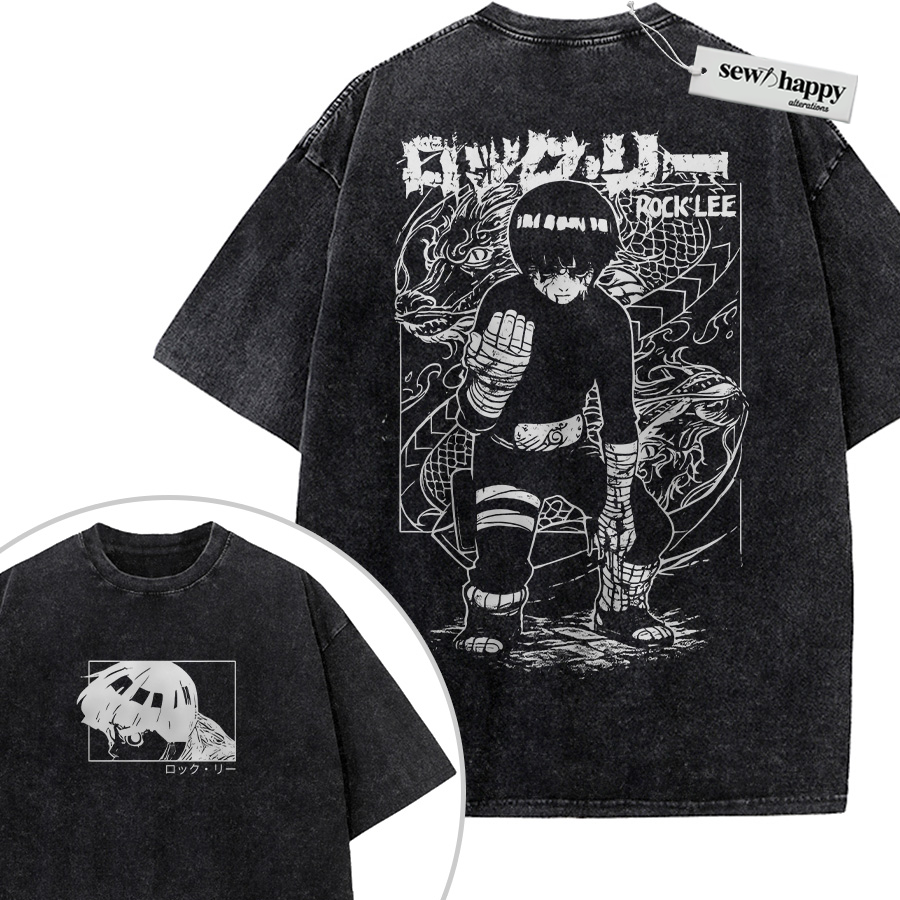 Wash Tee Rock Lee Shirt, Naruto Shirt, Anime Shirt, Vintage T-Shirt 2-Sided