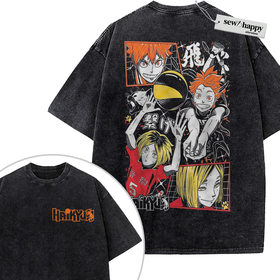 Wash Tee Haikyuu Shirt, Anime Shirt, Vintage Tee 2-Sided