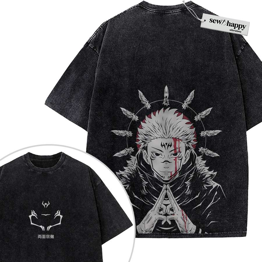 Wash Tee Sukuna x Yuji Itadori Shirt, Jujutsu Kaisen Shirt, Anime Shirt, Vintage T-Shirt 2-Sided