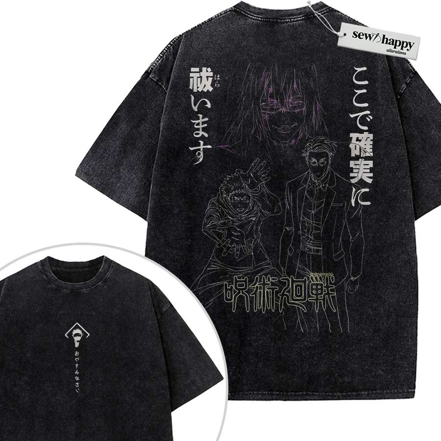 Wash Tee Jujutsu Kaisen Shirt, Anime Shirt, Vintage T-Shirt 2-Sided