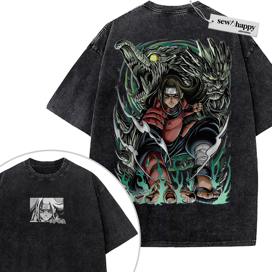 Wash Tee Hashirama Senju Shirt, Naruto Shirt, Anime Shirt, Vintage T-Shirt 2-Sided