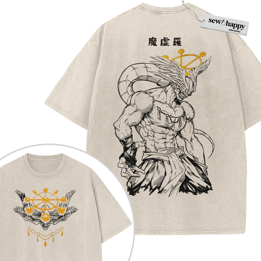 Wash Tee Mahoraga Shirt, Jujutsu Kaisen Shirt, Anime Shirt, Vintage T-Shirt 2-Sided
