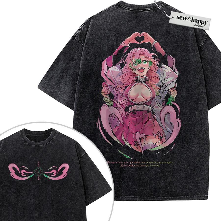 Wash Tee Mitsuri Kanroji Shirt, Demon Slayer Shirt, Anime Shirt, Vintage T-Shirt 2-Sided