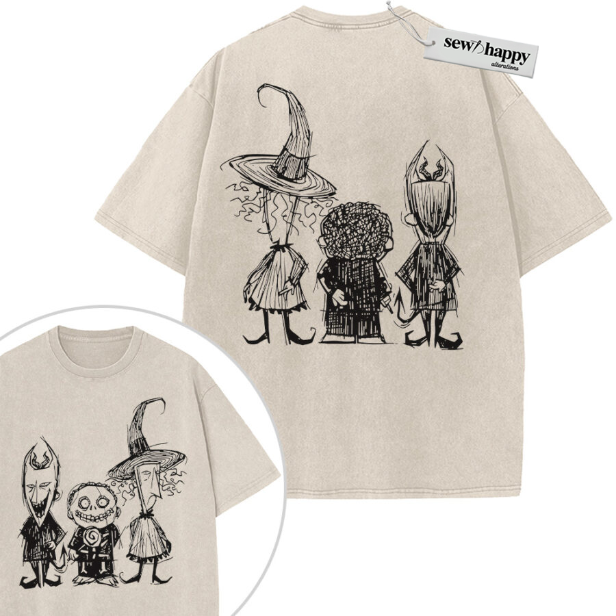 Wash Tee The Nightmare Before Christmas Shirt, Animated Shirt, Vintage T-Shirt 2-Sided