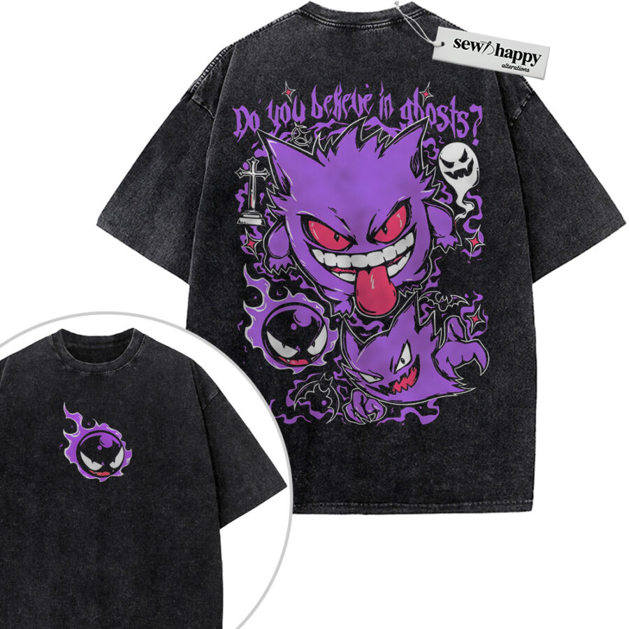 Wash Tee Gengar Haunter and Gatsly Shirt, Pokemon Shirt, Anime Shirt, Vintage Tee 2-Sided