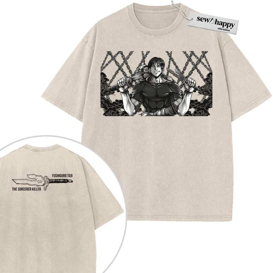 Wash Tee Toji Fushiguro Shirt, Jujutsu Kaisen Shirt, Anime Shirt, Vintage T-Shirt 2-Sided