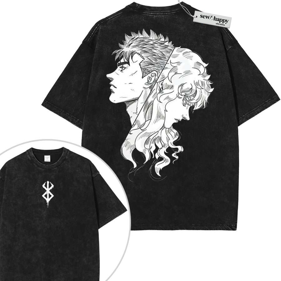 Wash Tee Griffith Shirt, Guts Shirt, Berserk Shirt, Anime Shirt, Vintage T-Shirt 2-Sided