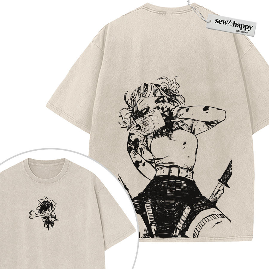 Wash Tee Himiko Toga Shirt, MHA Shirt, Anime Shirt, Vintage Tee 2-Sided