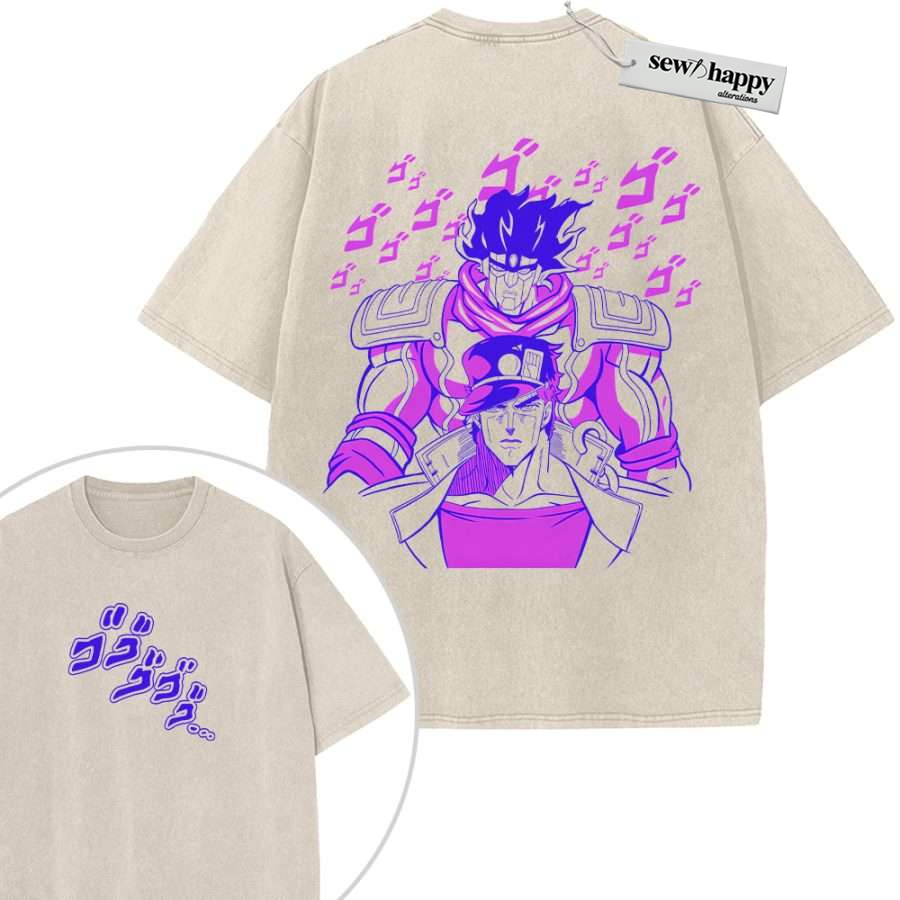 Wash Tee Jotaro Kujo Shirt, JoJo’s Bizarre Adventure Shirt, Anime Shirt, Vintage T-Shirt 2-Sided