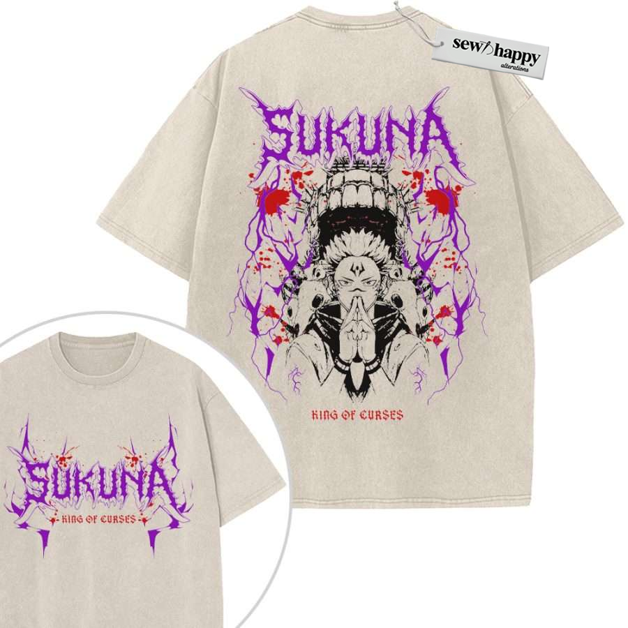 Wash Tee Ryomen Sukuna Shirt, Jujutsu Kaisen Shirt, Anime Shirt, Vintage T-Shirt 2-Sided
