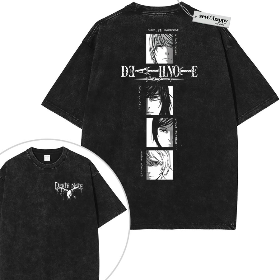 Wash Tee Death Note Shirt, Anime Shirt, Vintage T-Shirt 2-Sided