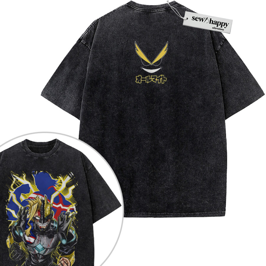 Wash Tee All Might Shirt, MHA Shirt, Anime Shirt, Vintage T-Shirt 2-Sided