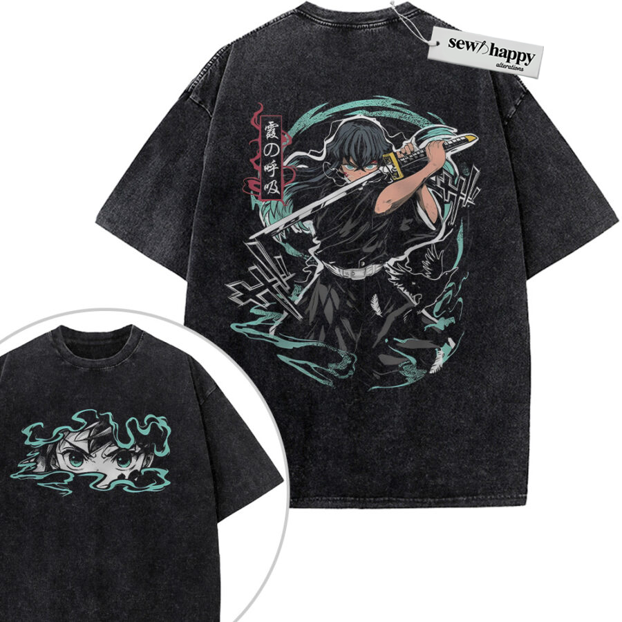 Wash Tee Muichiro Tokito Shirt, Demon Slayer Shirt, Anime Shirt, Vintage T-Shirt 2-Sided
