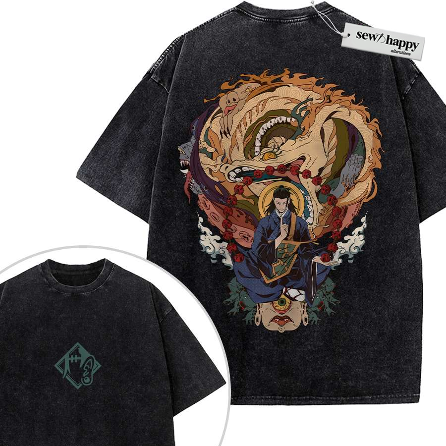 Wash Tee Suguru Geto Shirt, Jujutsu Kaisen Shirt, Anime Shirt, Vintage T-Shirt 2-Sided