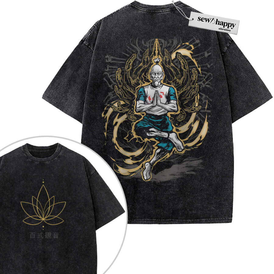 Wash Tee Isaac Netero Shirt, Hunter x Hunter Shirt, HxH Shirt, Anime Shirt, Vintage T-Shirt 2-Sided
