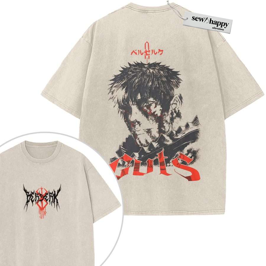 Wash Tee Guts Shirt, Berserk Shirt, Anime Shirt, Vintage T-Shirt 2-Sided