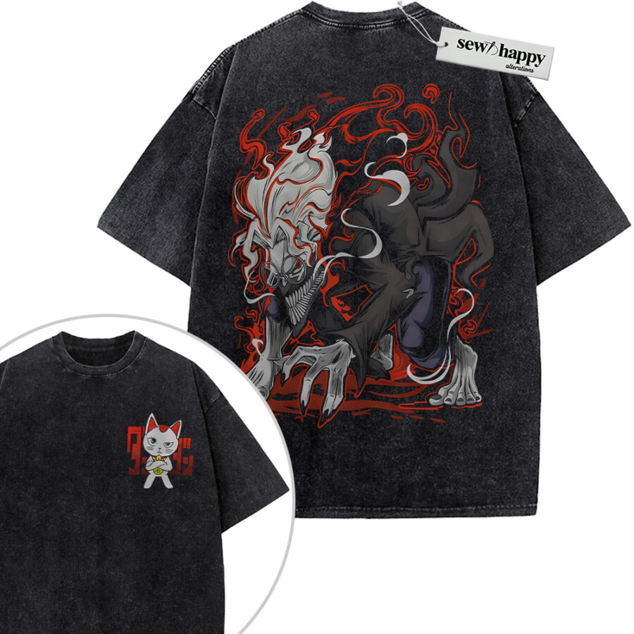 Wash Tee Okarun Shirt, Ken Takakura Shirt, Turbo Granny Shirt, Dandadan Shirt, Anime Shirt, Vintage T-Shirt 2-Sided