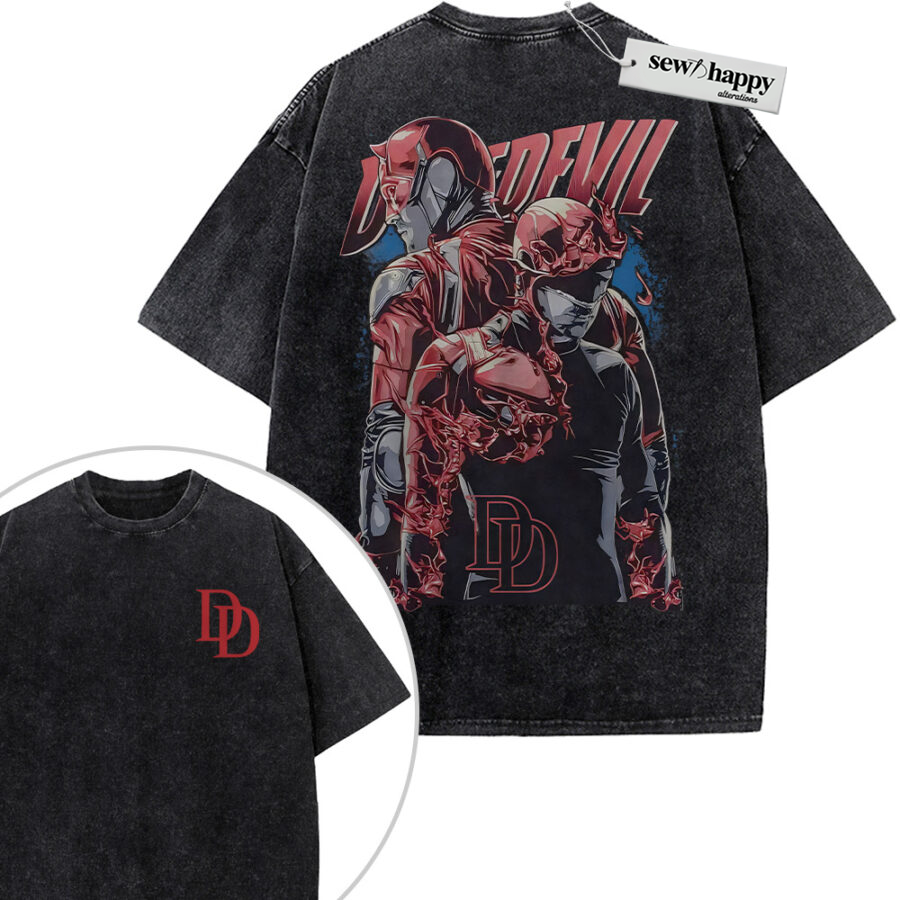 Wash Tee Daredevil Shirt, Marvel Comics Shirt, Vintage T-Shirt 2-Sided